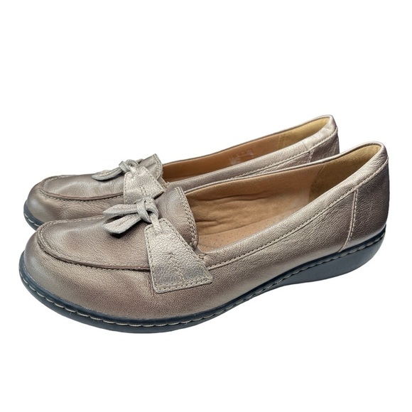 Clarks Collections Loafers 15260 Brown Flat Slip On Shoes Gold Metallic Size 9.5 - Picture 9 of 9